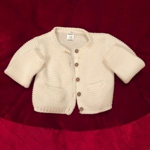 Baby Girls White Cotton Cardigan